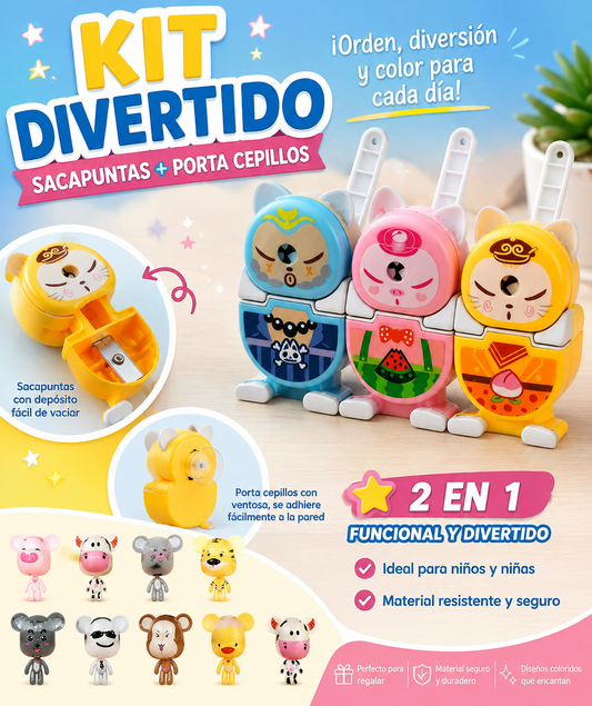 SACAPUNTAS DE MANIVELA  y PORTA CEPILLOS FIGURA