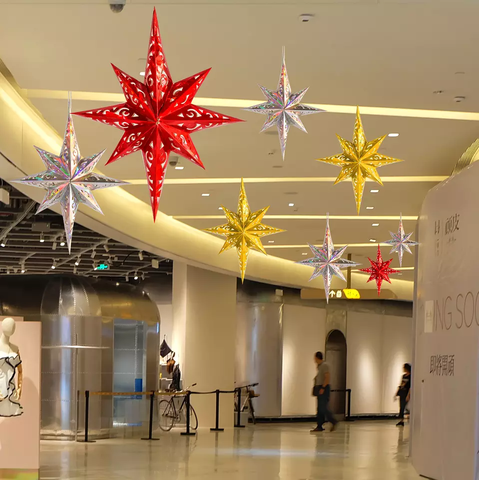 ESTRELLA NAVIDAD CON LUZ LED x 3 unidades